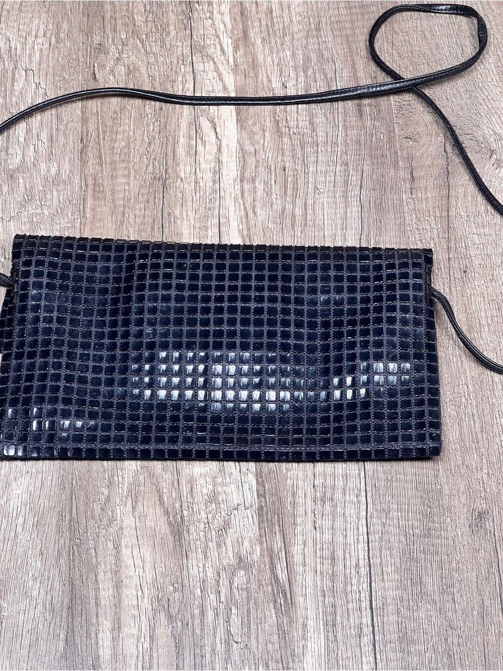 Vintage Black Square-beaded Crossbody Bag by Lumered